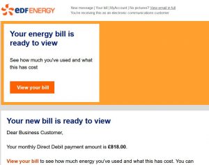 Fake EDF energy bill
