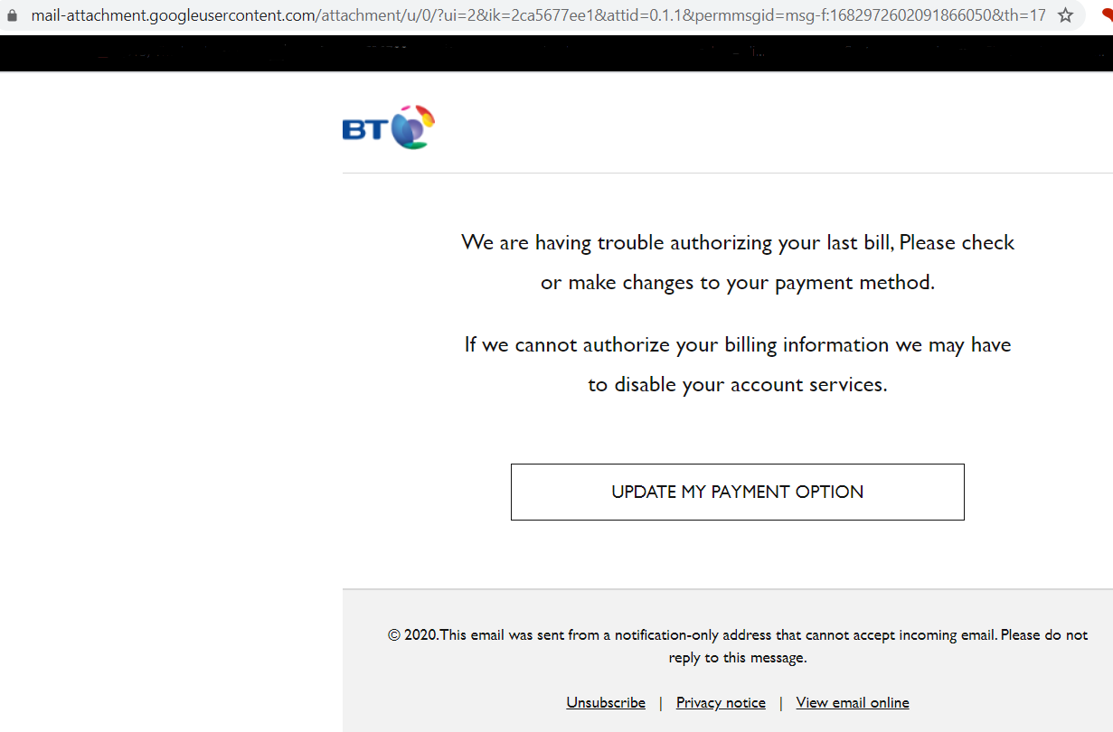 scam BT Email